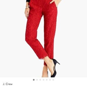 J. Crew Red Lace Ankle Pants